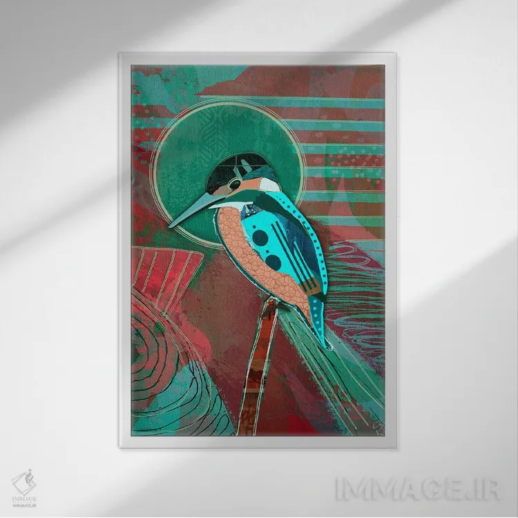 تابلو انتزاعی پرنده انتزاعی اثر دارلا فرارا - نمای قابدار سفید