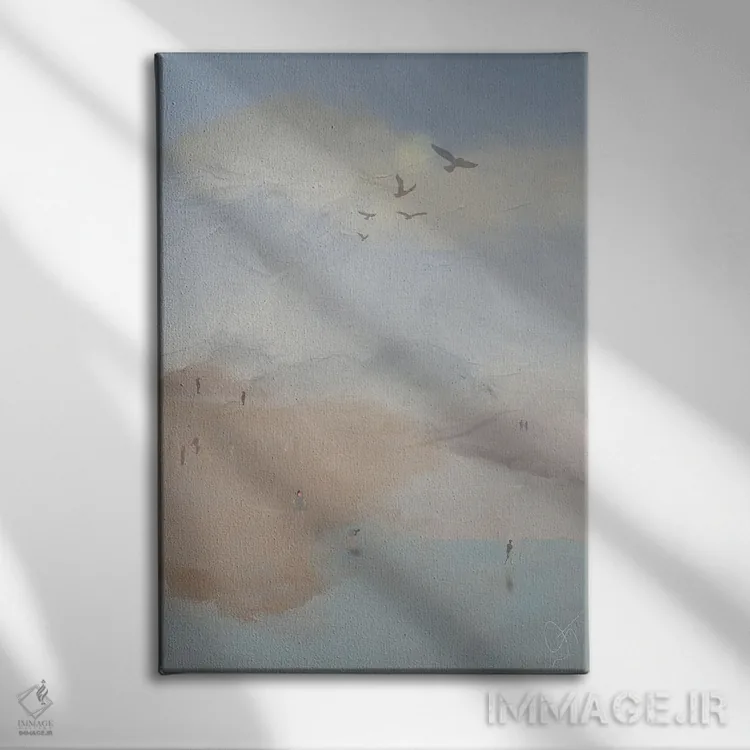 تابلو انتزاعی ساحل کوهستانی اثر دارلا فرارا - نمای روبهرو روی دیوار