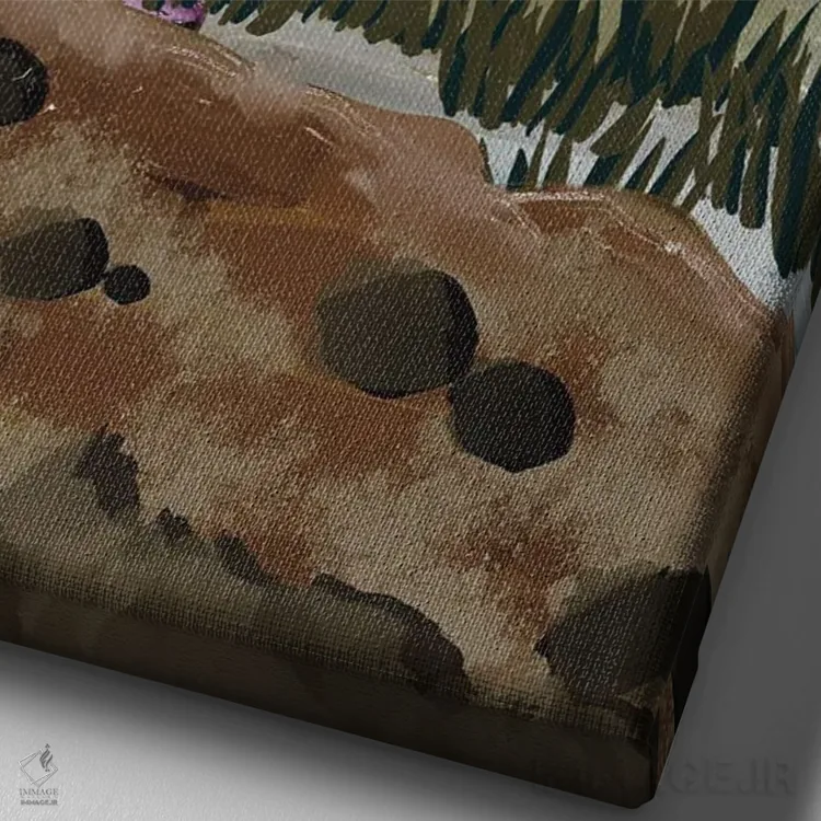 تابلو دکوراتیو خورشید بر فراز رودخانه اثر دارلا فرارا - نمای نزدیک بافت بوم