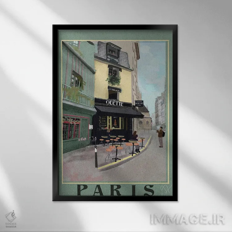 تابلو دکوراتیو خانه اودت پاریس اثر دارلا فرارا - نمای قابدار مشکی