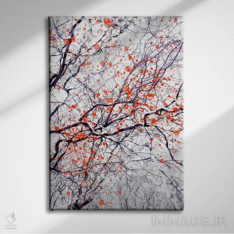 تابلو دکوراتیو درخت شکوفه آتشین ۲ اثر دوریت فوگ - نمای روبهرو روی دیوار