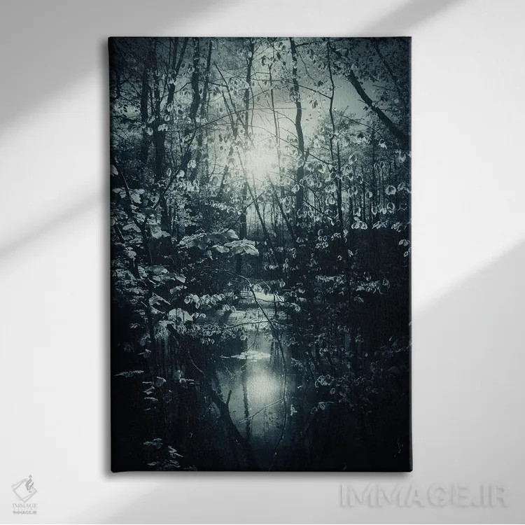 تابلو دکوراتیو دریاچه و درختان عاشقانه در بهار اثر دوریت فوگ - نمای روبهرو روی دیوار