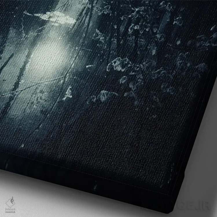 تابلو دکوراتیو دریاچه و درختان عاشقانه در بهار اثر دوریت فوگ - نمای نزدیک بافت بوم