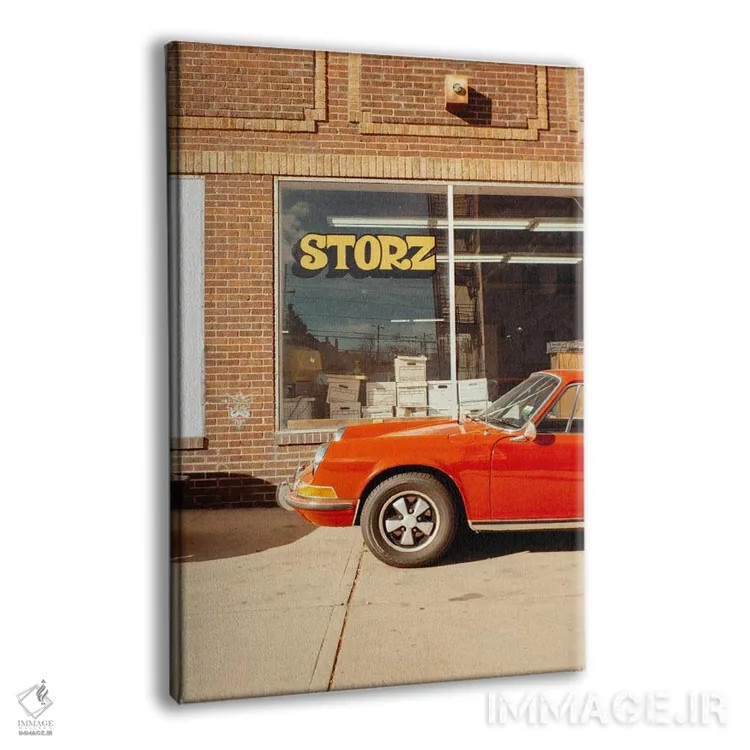 تابلو دکوراتیو پورشه وینتیج قرمز اثر دنیل گارسیا - نمای پرسپکتیو محصول