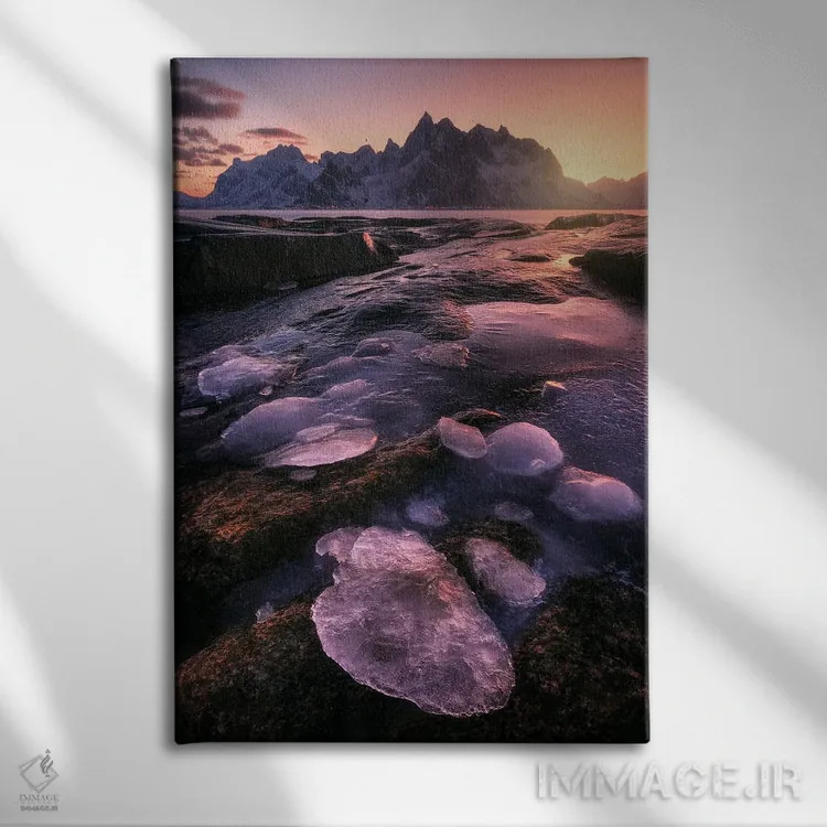 تابلو دکوراتیو تابش قطبی در ساحل لوفوتن شمال نروژ اثر دنیل گاستاگر - نمای روبهرو روی دیوار