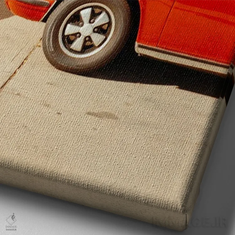 تابلو دکوراتیو پورشه وینتیج قرمز اثر دنیل گارسیا - نمای نزدیک بافت بوم