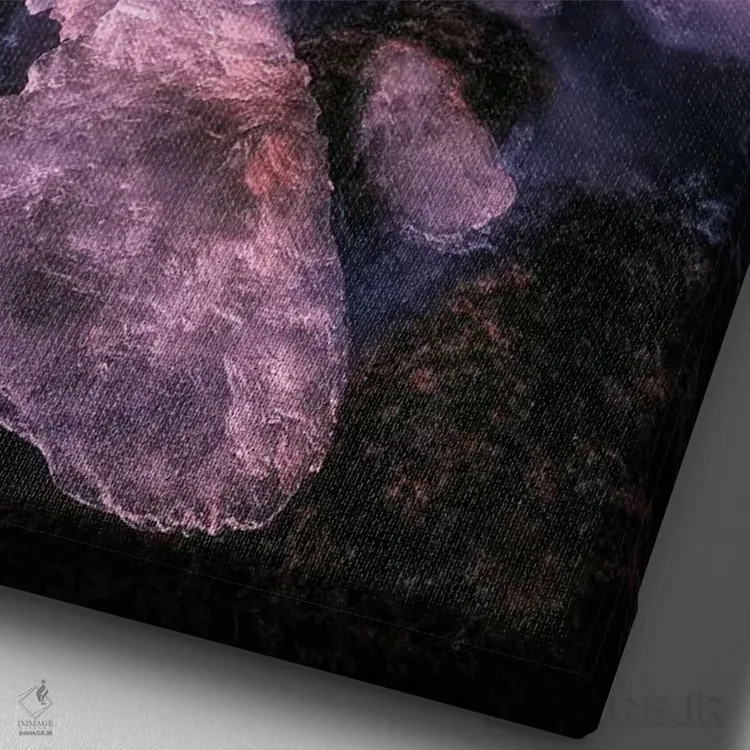 تابلو دکوراتیو تابش قطبی در ساحل لوفوتن شمال نروژ اثر دنیل گاستاگر - نمای نزدیک بافت بوم