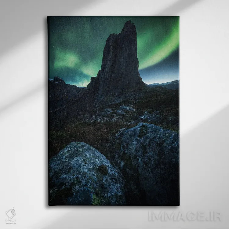 تابلو دکوراتیو شفق قطبی در جزیره سنیا اثر دنیل گاستاگر - نمای روبهرو روی دیوار