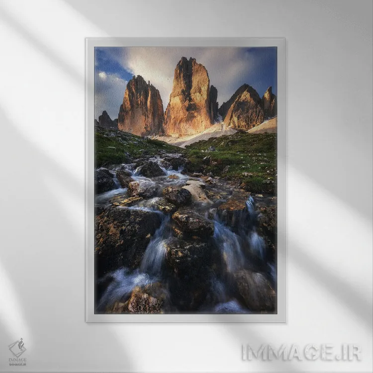 تابلو دکوراتیو صبح تابستانی در تره چیمه دی لاواردو اثر دنیل گاستاگر - نمای قابدار سفید