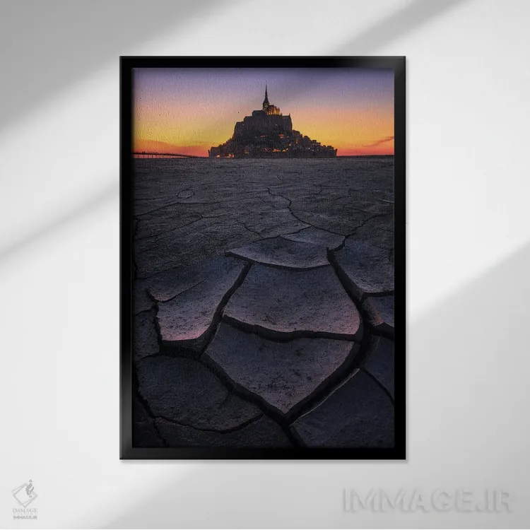تابلو دکوراتیو غروب در لو مون سن میشل اثر دنیل گاستاگر - نمای قابدار مشکی