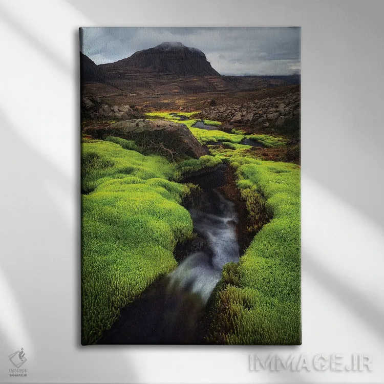تابلو دکوراتیو تضاد سبز در غرب ایسلند اثر دنیل گاستاگر - نمای روبهرو روی دیوار