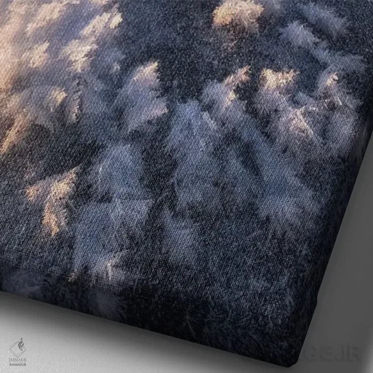 تابلو دکوراتیو طلوع زمستانی سرد در دریاچه بو کانادا اثر دنیل گاستاگر - نمای نزدیک بافت بوم