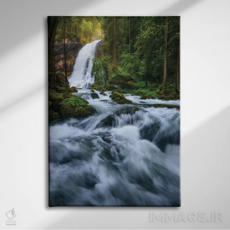 تابلو دکوراتیو آبشار نماباور در اتریش اثر دنیل گاستاگر - نمای روبهرو روی دیوار