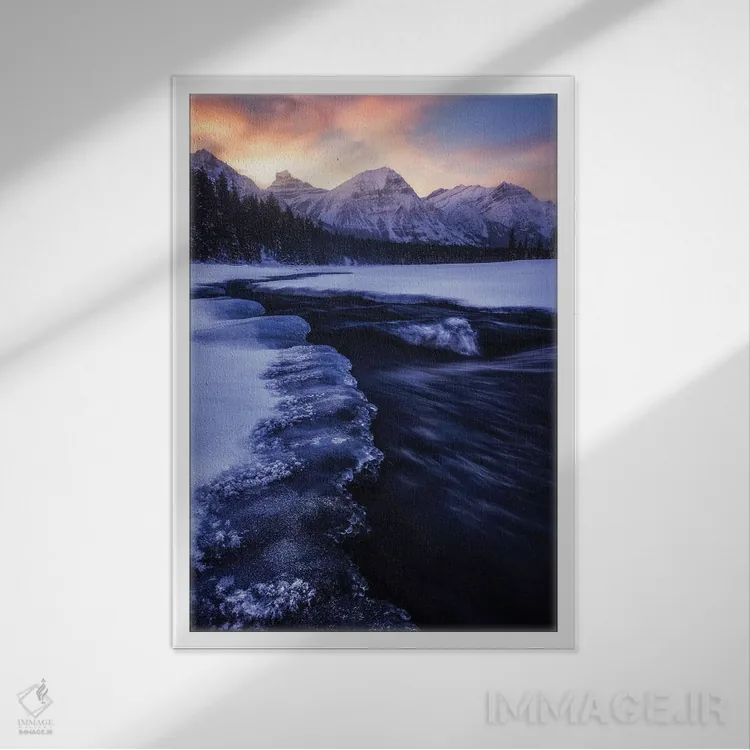 تابلو دکوراتیو طلوع زمستانی در پارک ملی جاسپر اثر دنیل گاستاگر - نمای قابدار سفید