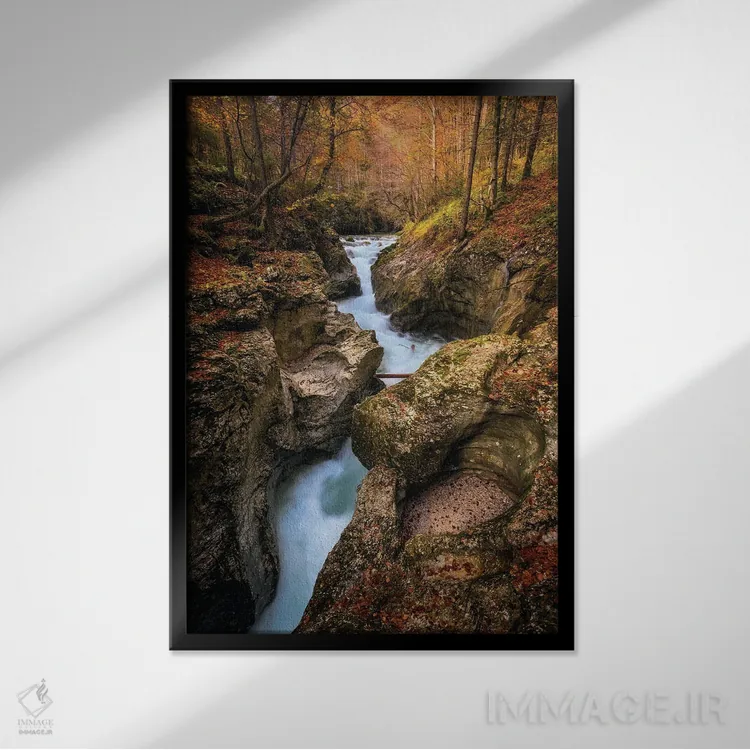 تابلو دکوراتیو دره کوچک جنگلی در اسلوونی اثر دنیل گاستاگر - نمای قابدار مشکی