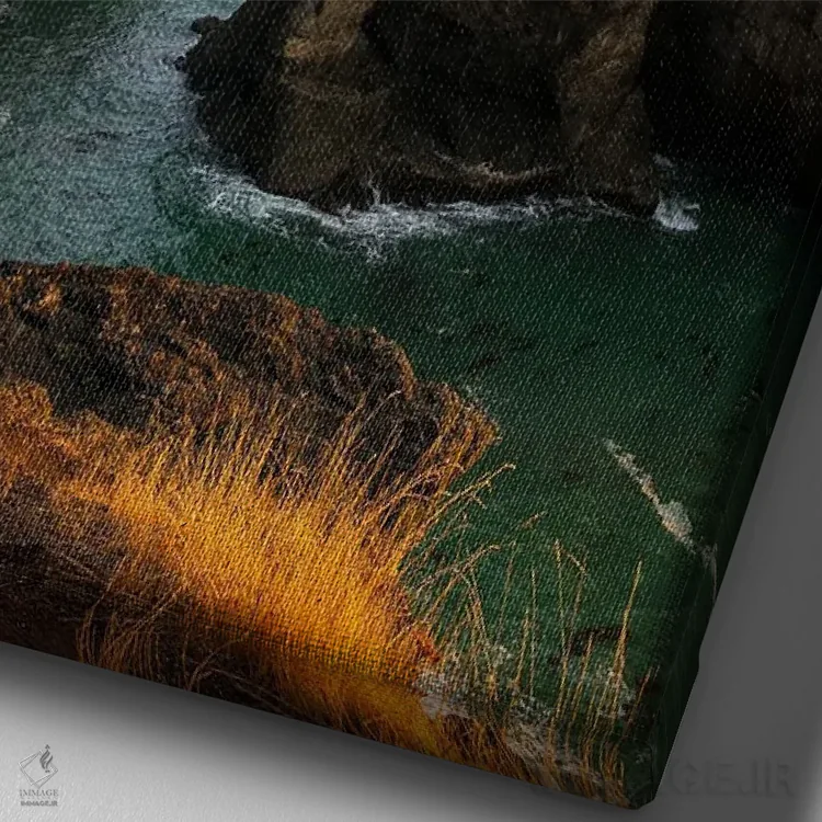 تابلو دکوراتیو آخرین پرتو آفتاب در ساحل اورگان اثر دنیل گاستاگر - نمای نزدیک بافت بوم