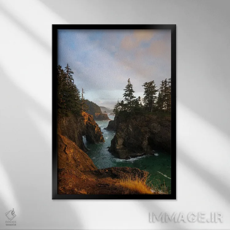 تابلو دکوراتیو آخرین پرتو آفتاب در ساحل اورگان اثر دنیل گاستاگر - نمای قابدار مشکی