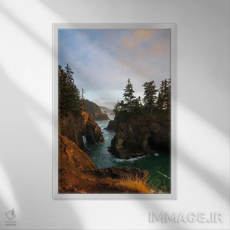 تابلو دکوراتیو آخرین پرتو آفتاب در ساحل اورگان اثر دنیل گاستاگر - نمای قابدار سفید