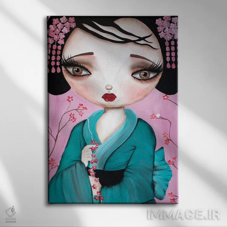 تابلو دکوراتیو گیشای کوچک اثر داتی گلیسون - نمای روبهرو روی دیوار