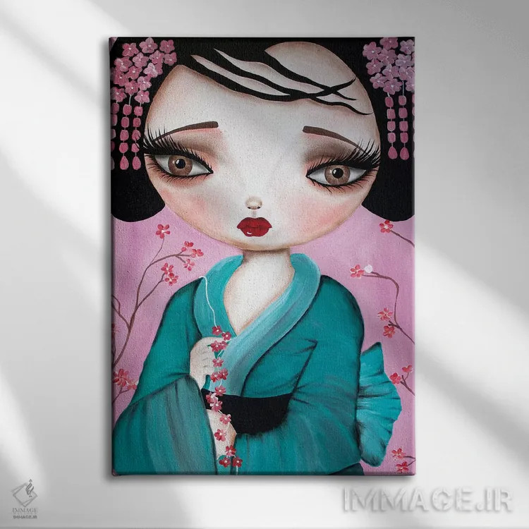 تابلو دکوراتیو گیشای کوچک اثر داتی گلیسون - نمای روبهرو روی دیوار