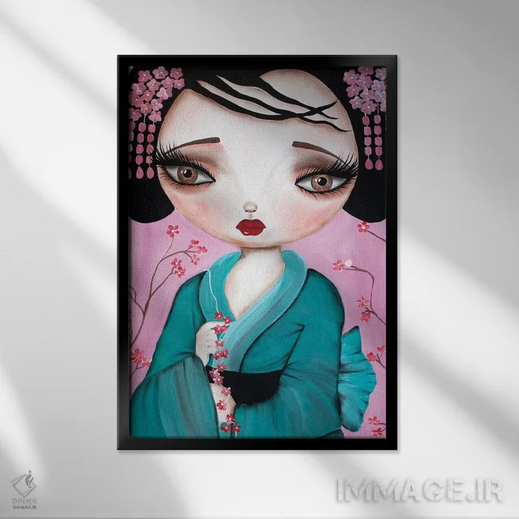 تابلو دکوراتیو گیشای کوچک اثر داتی گلیسون - نمای قابدار مشکی