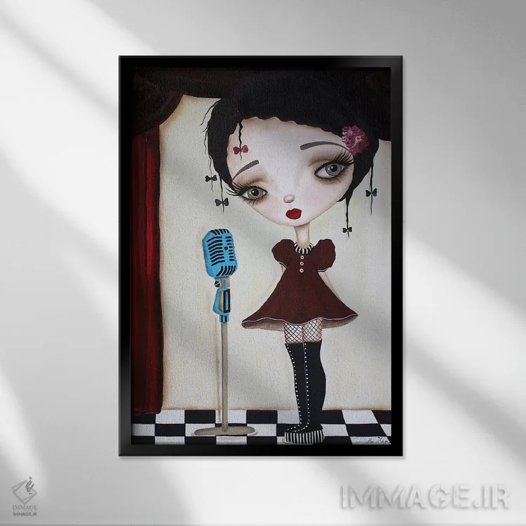 تابلو دکوراتیو اجراکننده کوچک اثر داتی گلیسون - نمای قابدار مشکی