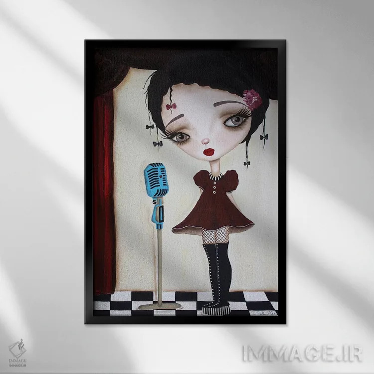 تابلو دکوراتیو اجراکننده کوچک اثر داتی گلیسون - نمای قابدار مشکی