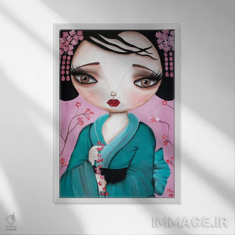 تابلو دکوراتیو گیشای کوچک اثر داتی گلیسون - نمای قابدار سفید