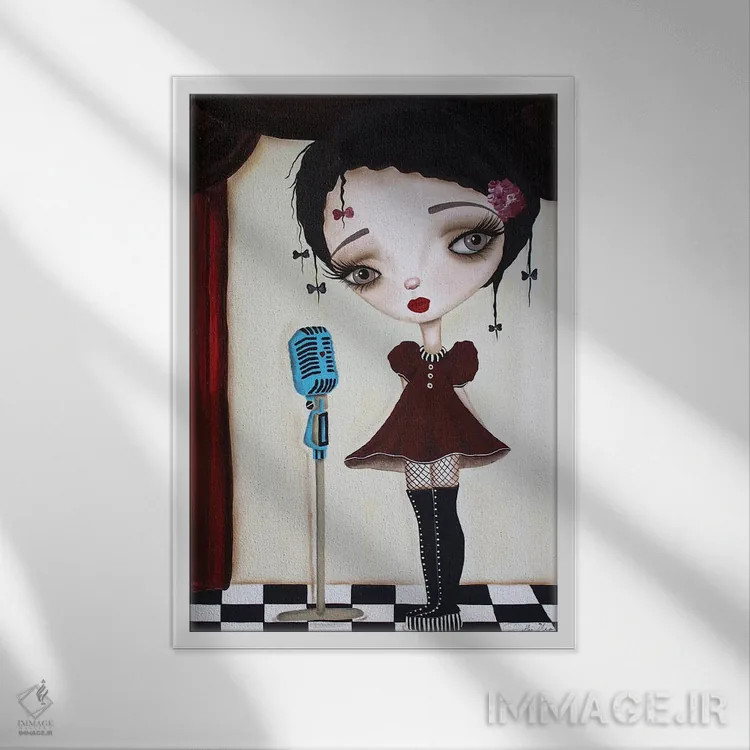 تابلو دکوراتیو اجراکننده کوچک اثر داتی گلیسون - نمای قابدار سفید