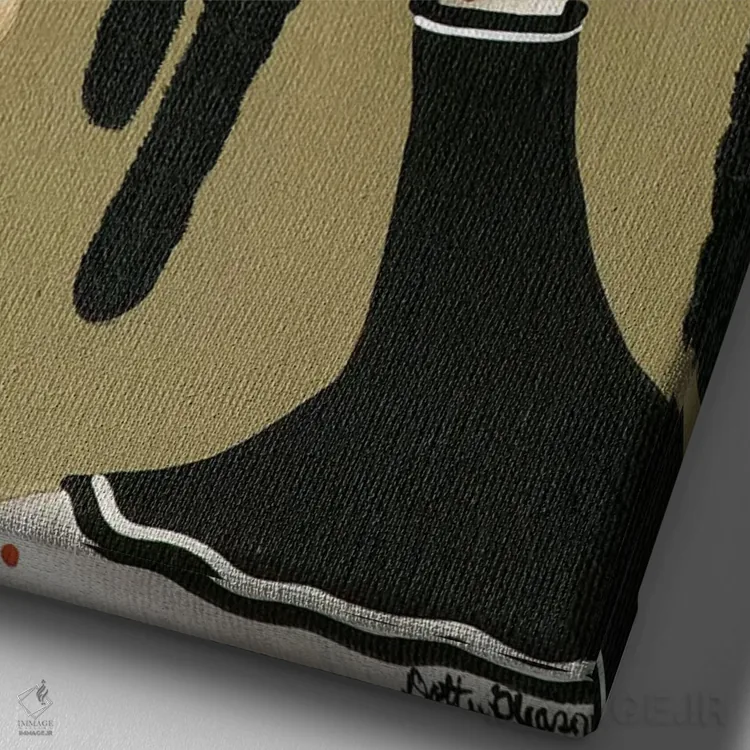 تابلو دکوراتیو جمجمه در دست اثر داتی گلیسون - نمای نزدیک بافت بوم