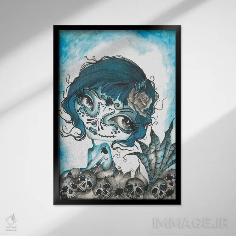 تابلو دکوراتیو آبی...روز مرگان اثر داتی گلیسون - نمای قابدار مشکی