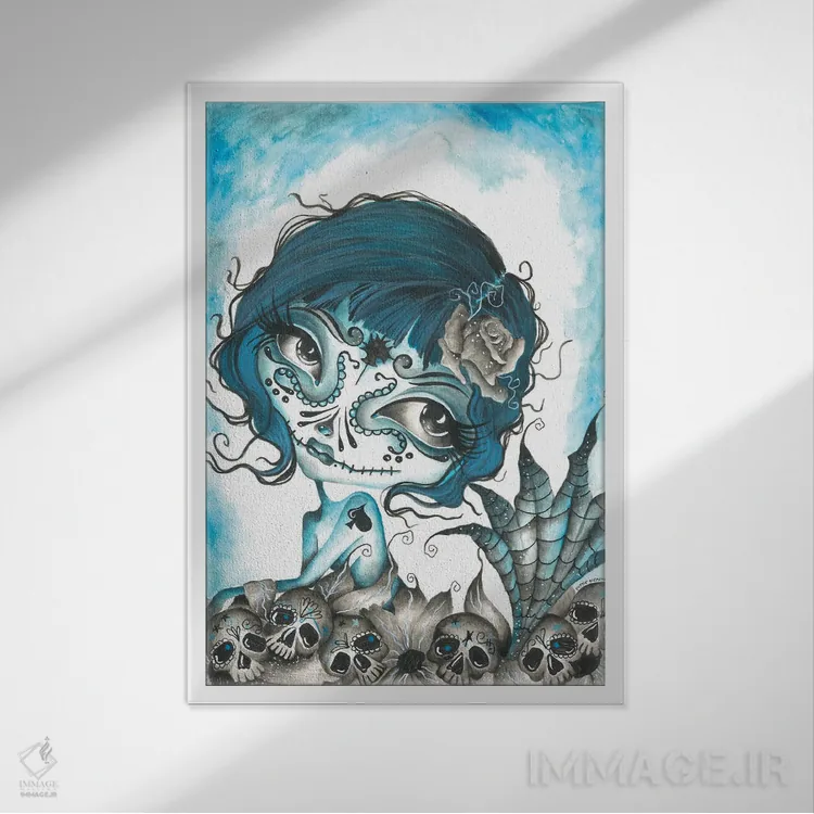 تابلو دکوراتیو آبی...روز مرگان اثر داتی گلیسون - نمای قابدار سفید