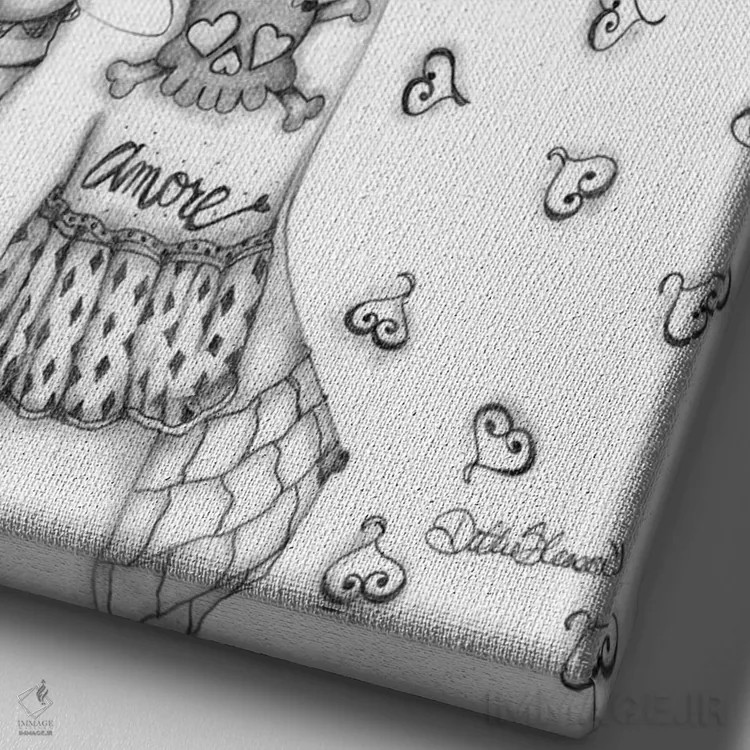 تابلو دکوراتیو عشق ۱ اثر داتی گلیسون - نمای نزدیک بافت بوم