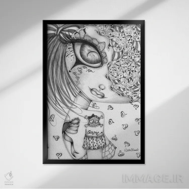 تابلو دکوراتیو عشق ۱ اثر داتی گلیسون - نمای قابدار مشکی