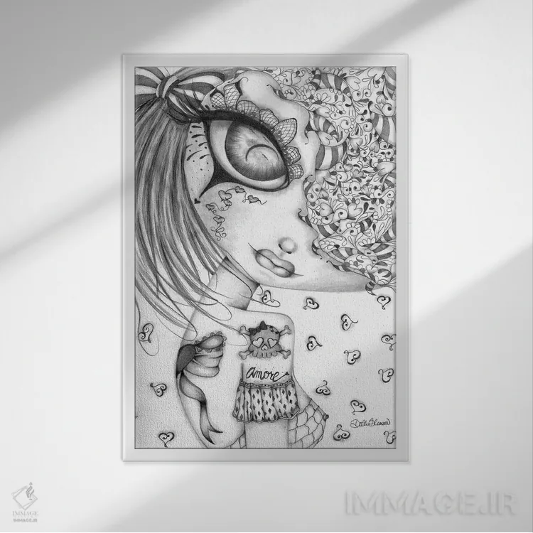 تابلو دکوراتیو عشق ۱ اثر داتی گلیسون - نمای قابدار سفید