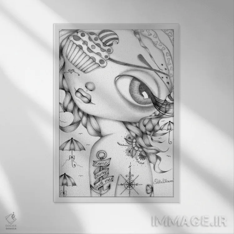 تابلو دکوراتیو با من بیا اثر داتی گلیسون - نمای قابدار سفید