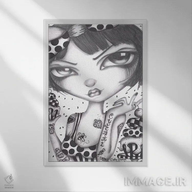 تابلو دکوراتیو کلر کیک فنجانی اثر داتی گلیسون - نمای قابدار سفید