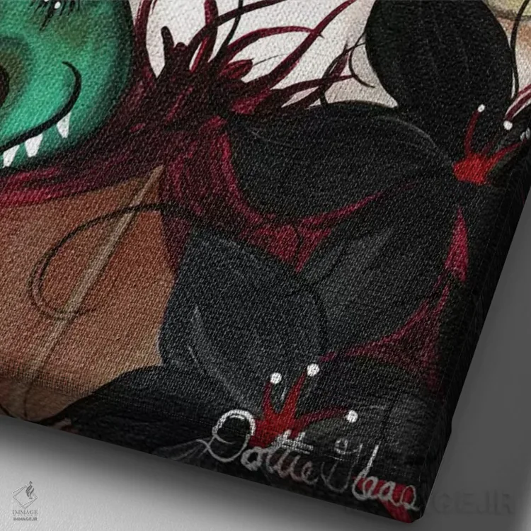 تابلو دکوراتیو پری ها و اژدهاها II اثر داتی گلیسون - نمای نزدیک بافت بوم