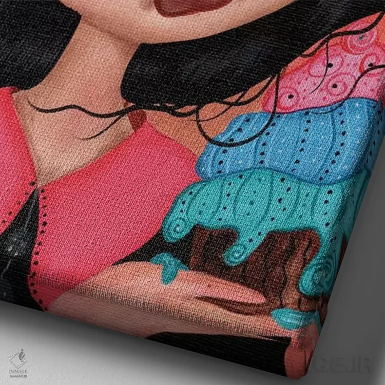 تابلو دکوراتیو کاپ کیک دوست دارم اثر داتی گلیسون - نمای نزدیک بافت بوم