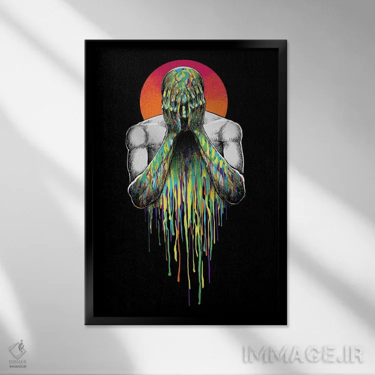 تابلو دکوراتیو مخفی شو اثر دیجیتال کاربین - نمای قابدار مشکی