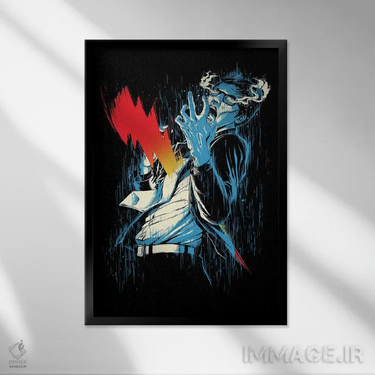 تابلو دکوراتیو ولتاژ بالا اثر دیجیتال کاربین - نمای قابدار مشکی