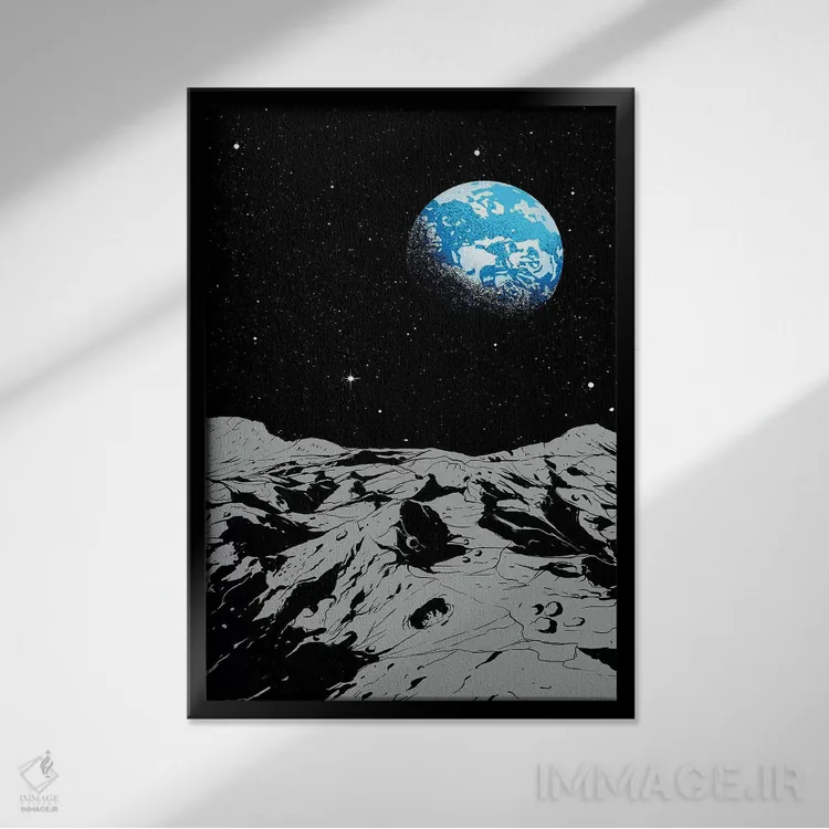 تابلو دکوراتیو از ماه اثر دیجیتال کاربین - نمای قابدار مشکی