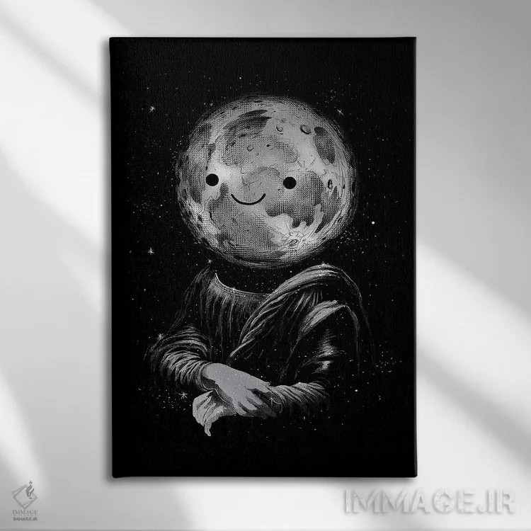 تابلو دکوراتیو مون لیزا اثر دیجیتال کاربین - نمای روبهرو روی دیوار