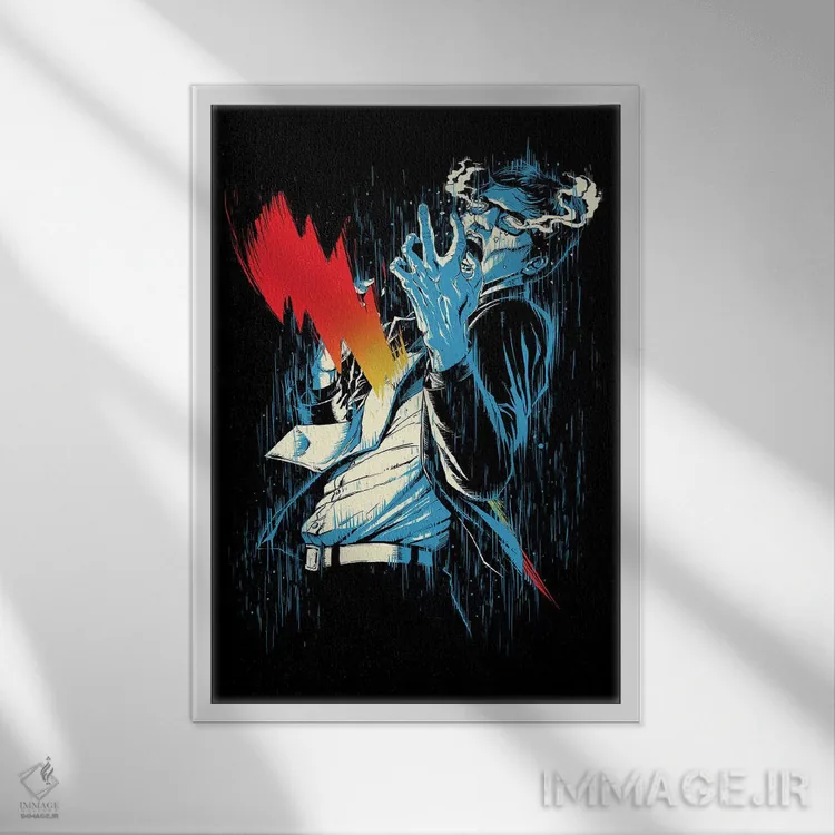 تابلو دکوراتیو ولتاژ بالا اثر دیجیتال کاربین - نمای قابدار سفید