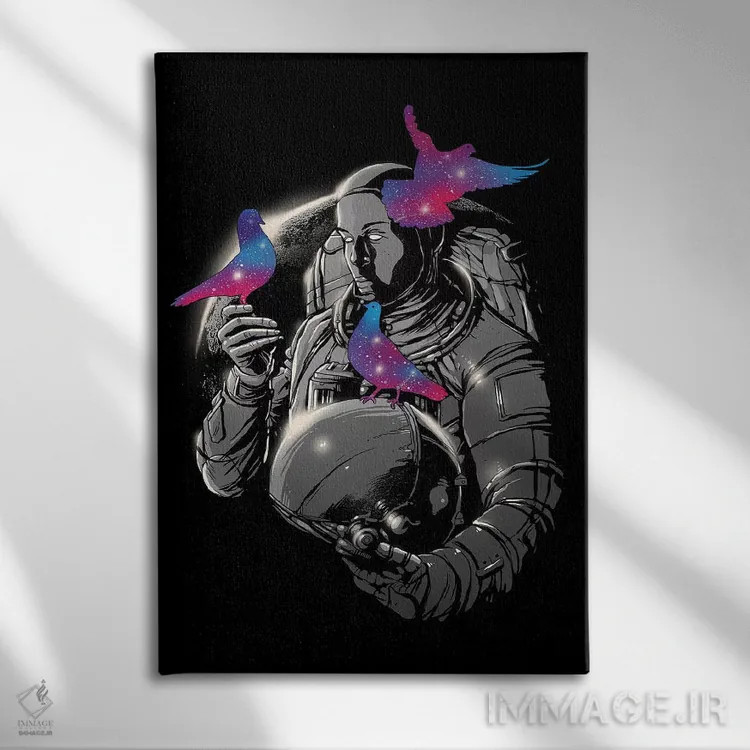 تابلو دکوراتیو لمس فانتزی اثر دیجیتال کاربین - نمای روبهرو روی دیوار