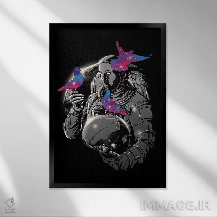 تابلو دکوراتیو لمس فانتزی اثر دیجیتال کاربین - نمای قابدار مشکی