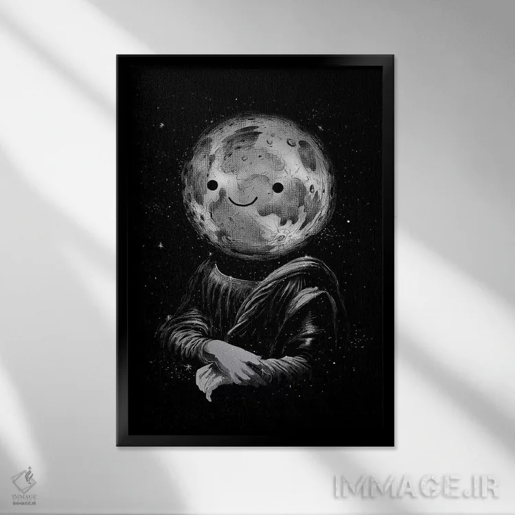 تابلو دکوراتیو مون لیزا اثر دیجیتال کاربین - نمای قابدار مشکی