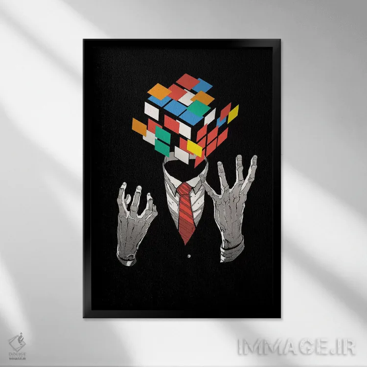 تابلو دکوراتیو بازی ذهنی اثر دیجیتال کاربین - نمای قابدار مشکی