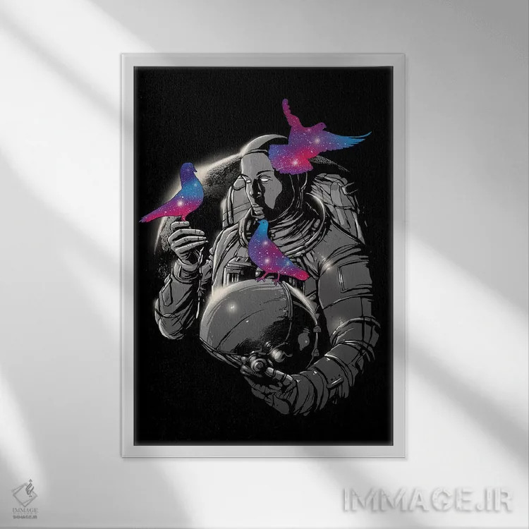 تابلو دکوراتیو لمس فانتزی اثر دیجیتال کاربین - نمای قابدار سفید