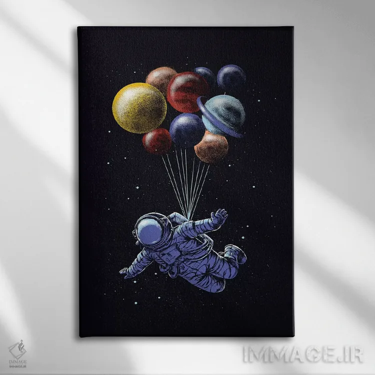 تابلو دکوراتیو سفر فضایی اثر دیجیتال کاربین - نمای روبهرو روی دیوار